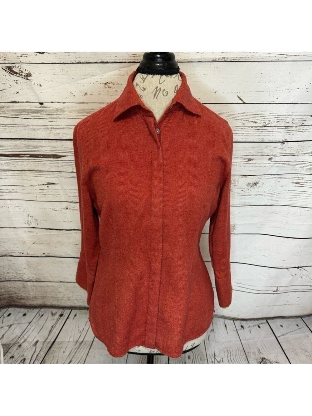 Alâra Brushed Cotton ¾ Sleeve Top Cinnamon Red Large